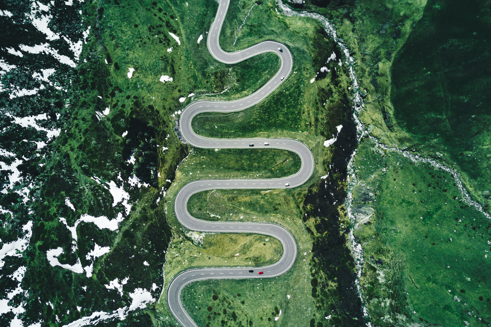 Aerial of the Julier Pass in Switzerland